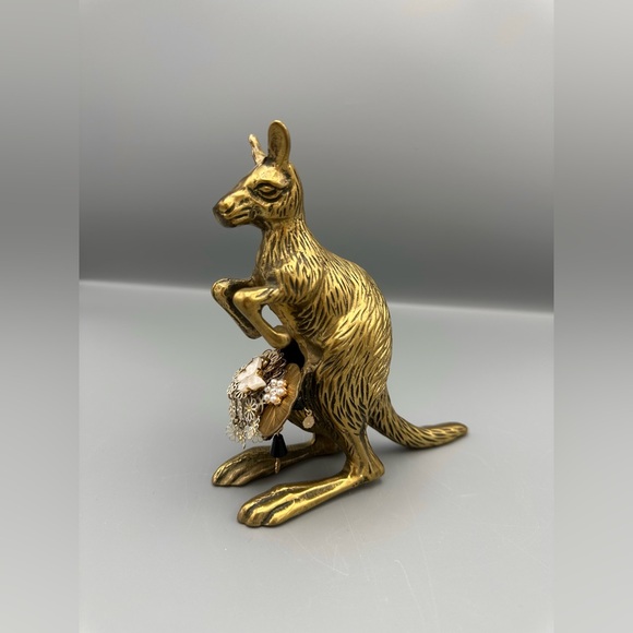 Hand Crafted Vintage Brass Kangaroo Brooch Art | One of a Kind Upcycled Decor - Picture 4 of 7